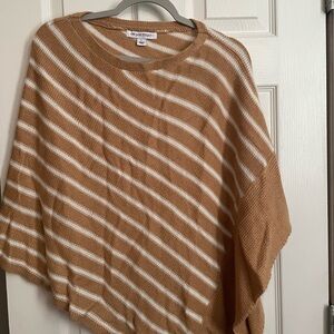 Striped Tan and Cream Poncho